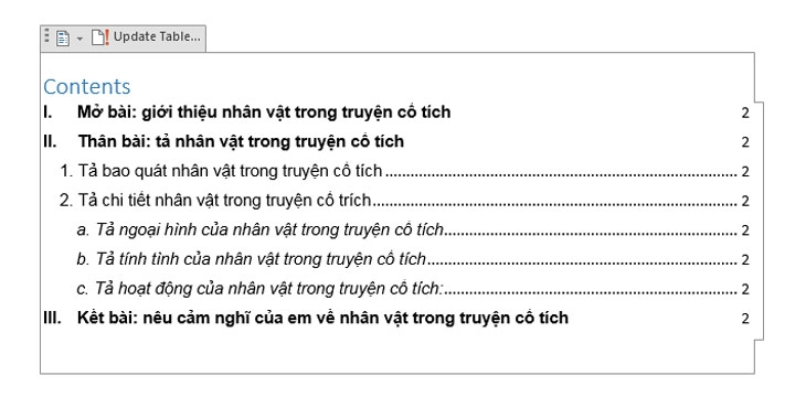 Cách tạo mục lục trong Word 2 Cách tạo mục lục trong Word 2