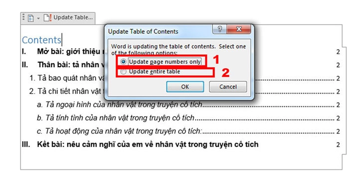 Cách cập nhật và chỉnh sửa mục lục trong Word Cách cập nhật và chỉnh sửa mục lục trong Word