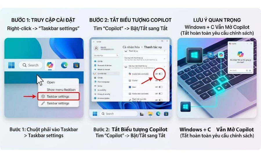 Cách 1: Ẩn Copilot khỏi thanh Taskbar