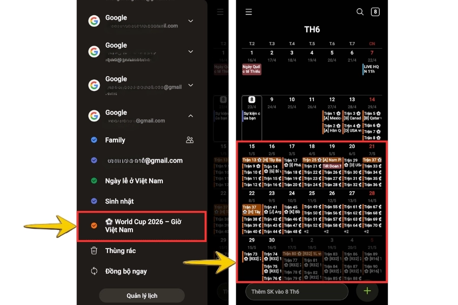Hướng dẫn cách thêm lịch World Cup vào điện thoại Android