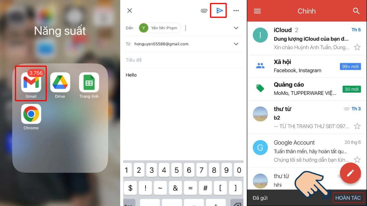 Mở ứng dụng Gmail trên điện thoại và đăng nhập