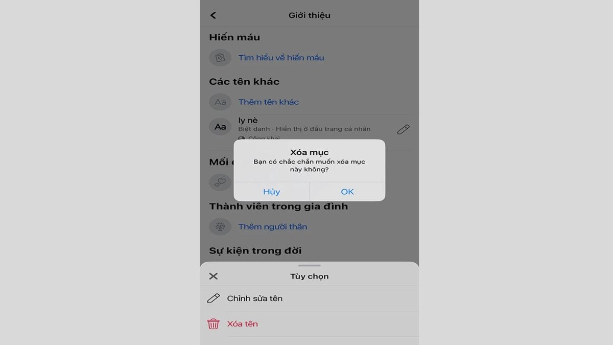 Tìm các tên khác tại giao diện cá nhân, chọn Chỉnh sửa trang cá nhân