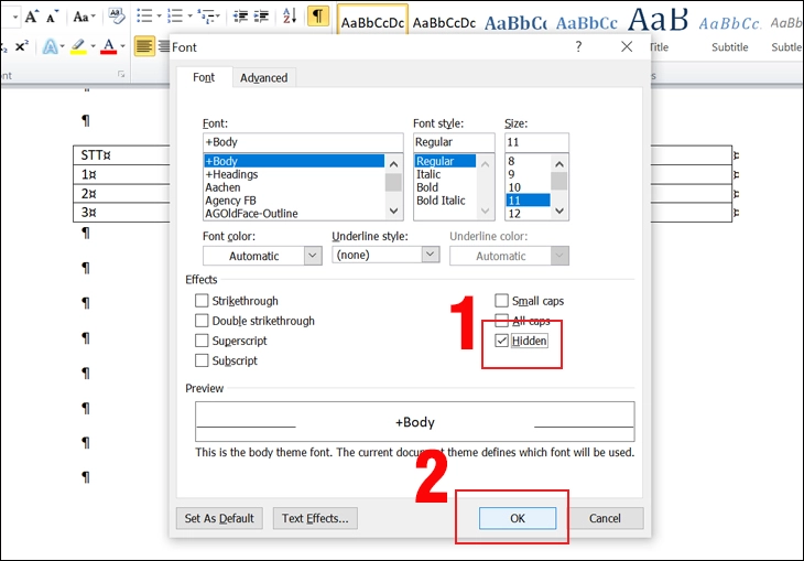 Nhấn tổ hợp phím Ctrl + D (hoặc Cmd + D) để mở phông chữ thiết lập cửa sổ