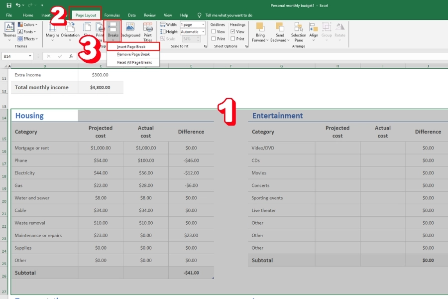 Sử dụng tính năng Breaks để chia trang in Excel Sử dụng tính năng Breaks để chia trang in Excel