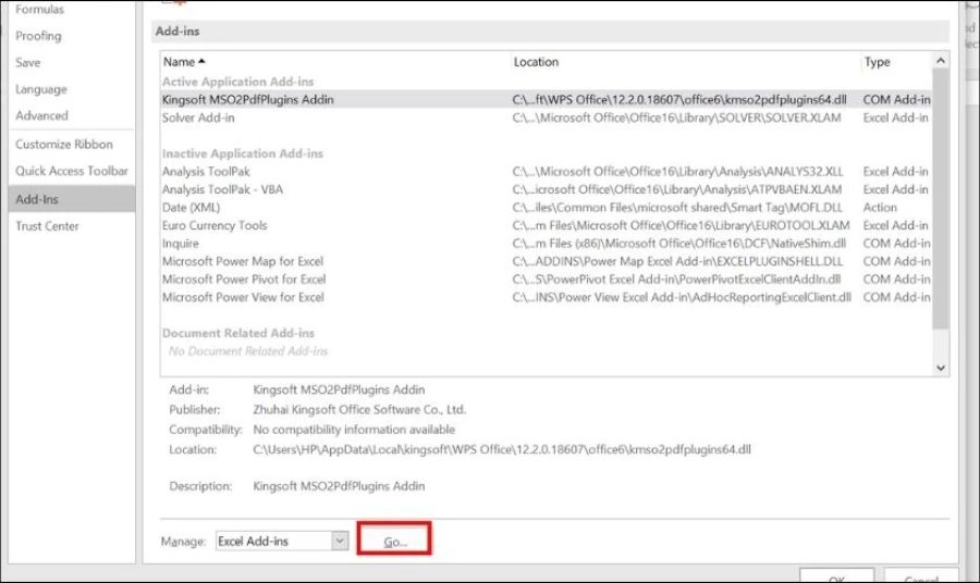 Cách kích hoạt Solver trong Excel 2