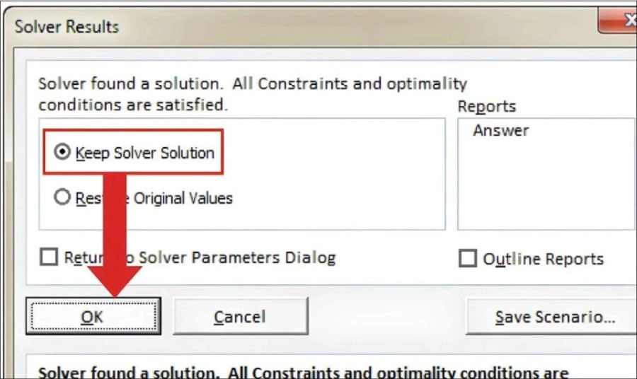 Solver sẽ trả về con số chính xác tại ô Giá dịch vụ