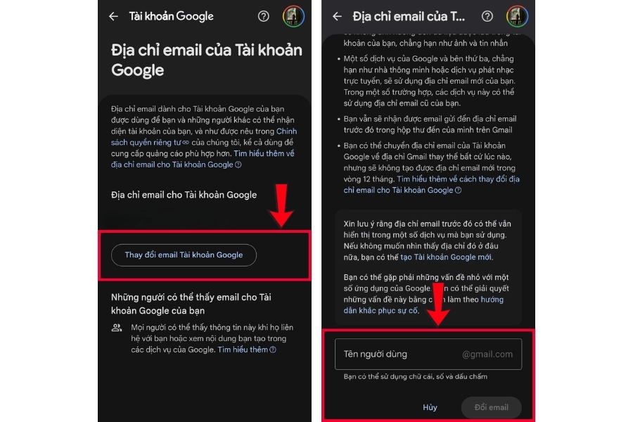 Thay đổi tên người dùng gmail trực tiếp bằng ứng dụng điện thoại