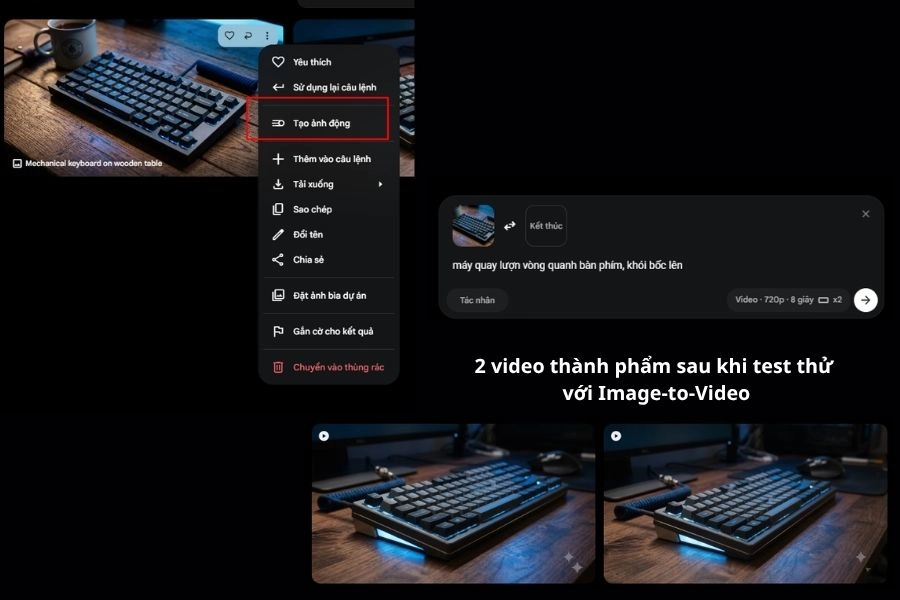 Tạo ảnh gốc và thiết lập tài nguyên nhân vật trên Google Flow Tạo chuyển động biến ảnh thành Video trên Google Flow