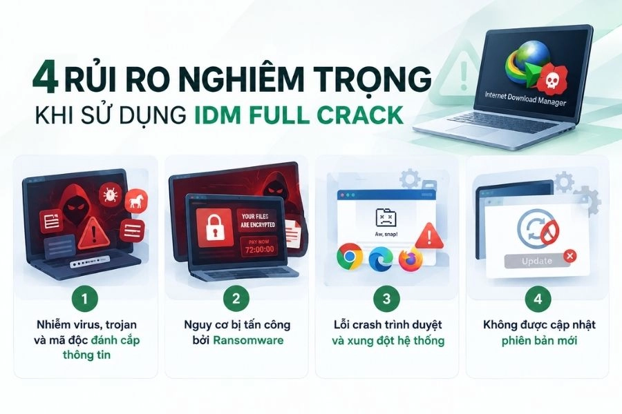 4 rủi ro nghiêm trọng khi sử dụng IDM full crack 4 rủi ro nghiêm trọng khi sử dụng IDM full crack