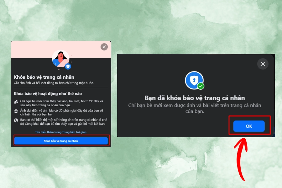 Khóa bảo vệ trang cá nhân Facebook trên desktop hoàn tất Khóa bảo vệ trang cá nhân Facebook trên desktop hoàn tất