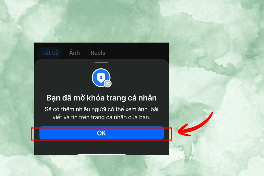 Mở khóa bảo vệ trang cá nhân Facebook hoàn tất Mở khóa bảo vệ trang cá nhân Facebook hoàn tất