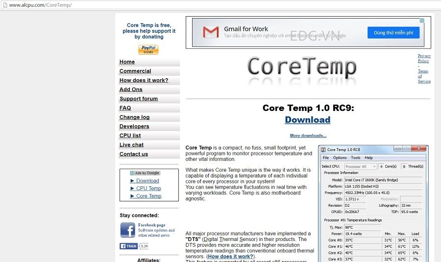 Kiểm tra nhiệt độ CPU bằng Core Temp