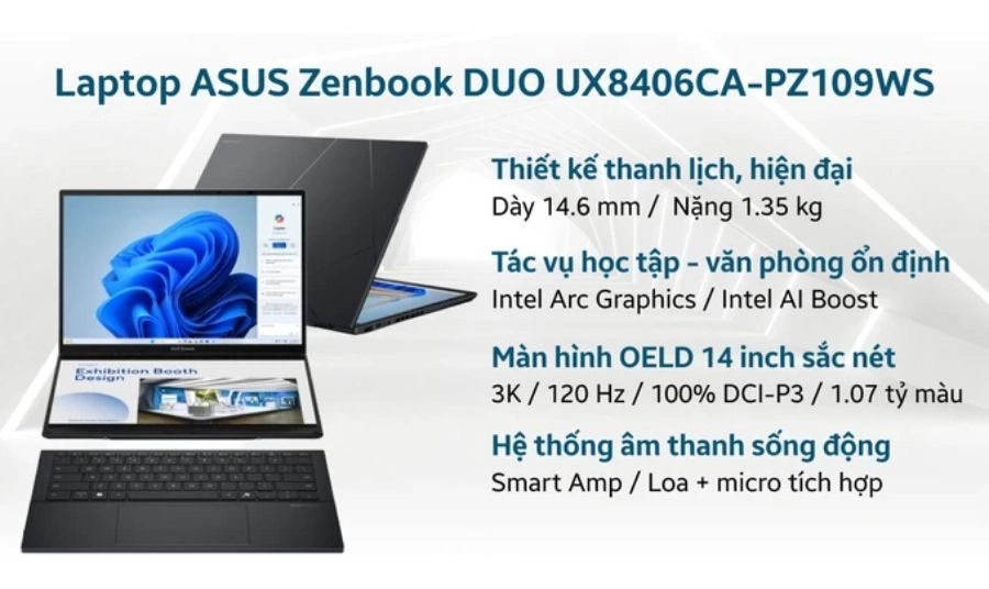 Laptop Asus Zenbook Duo OLED UX8406CA-PZ109WS