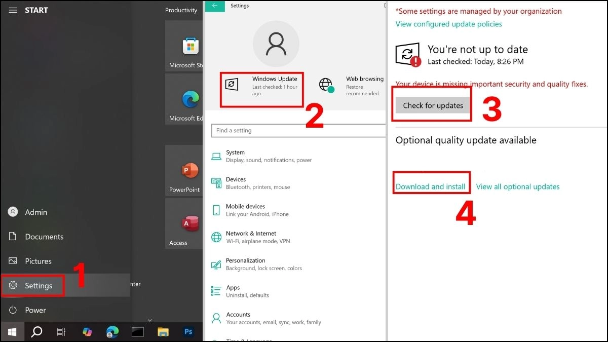 Cập nhật hệ điều hành Windows và driver quản lý nguồn