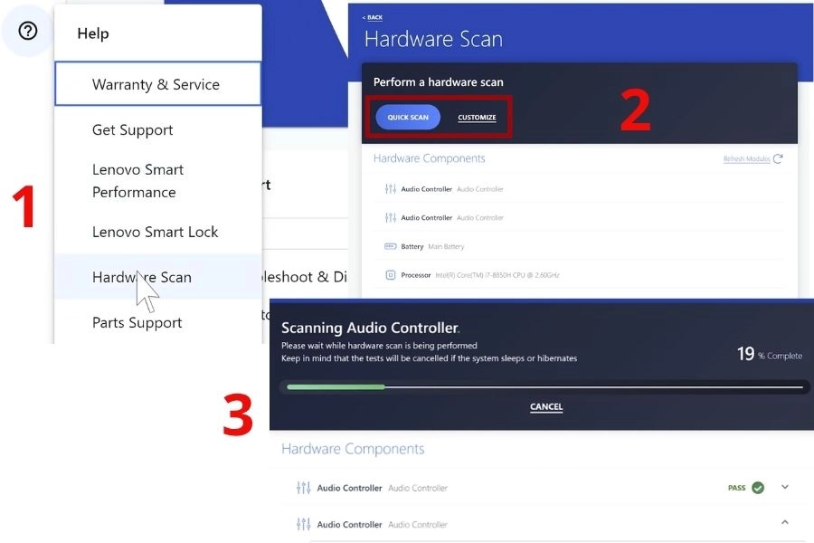 Chẩn đoán phần cứng Hardware Scan trên Lenovo Vantage