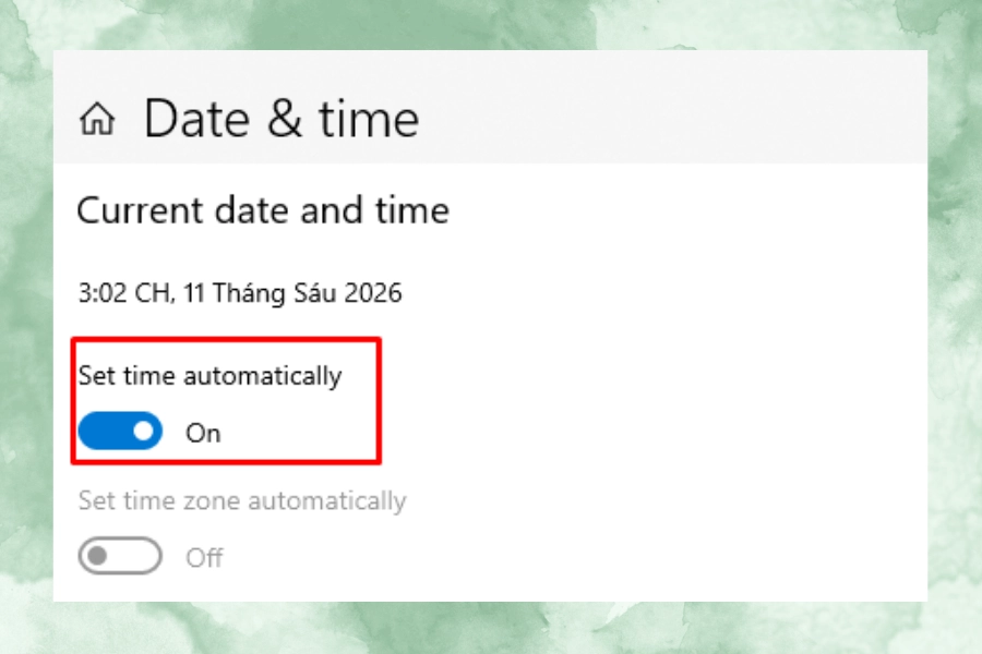 Đồng bộ hóa thời gian hệ thống để sửa lỗi Excel Product Activation Failed