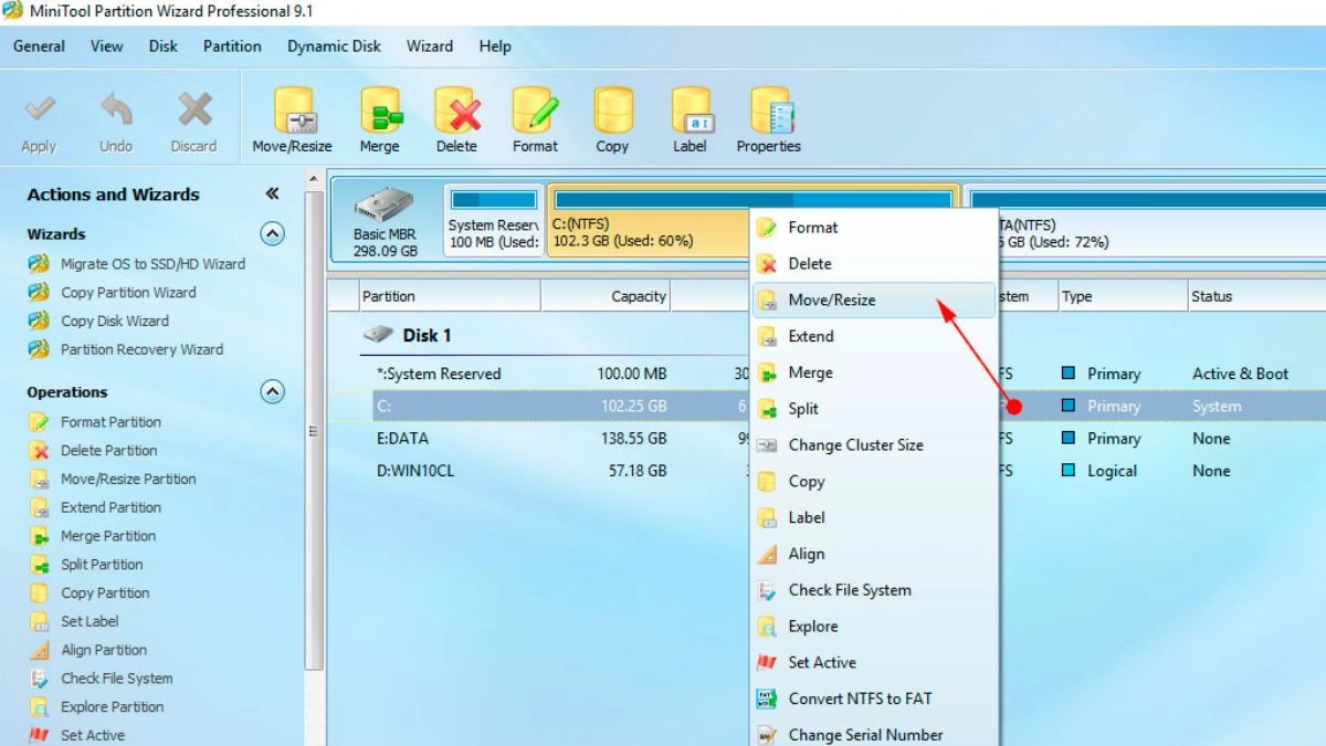 Các tính năng nổi bật của MiniTool Disk Wizard