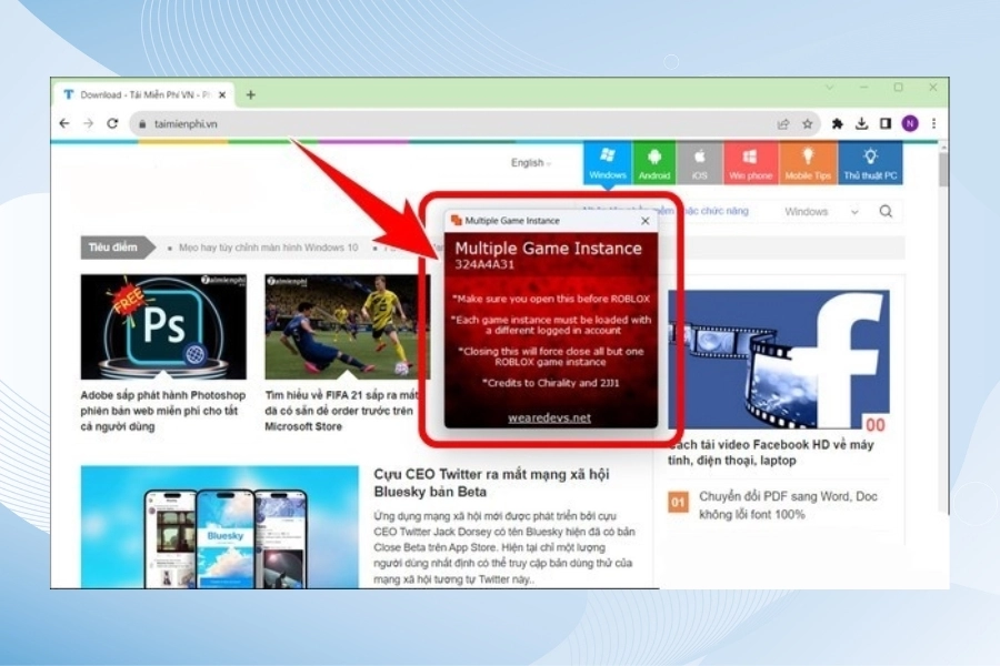 Hướng dẫn cách cài đặt Multiple Roblox trên PC đơn giản
