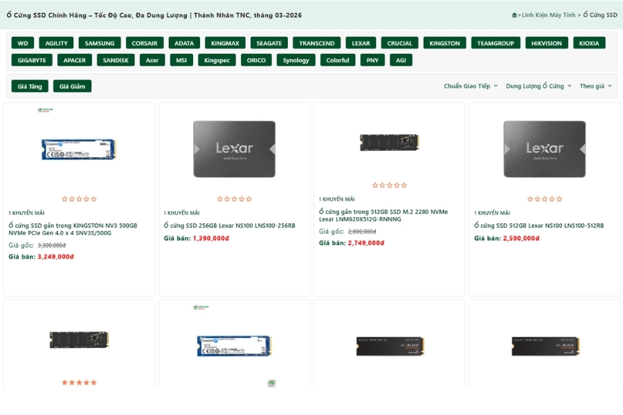 Ổ cứng SSD tại Thành Nhân TNC