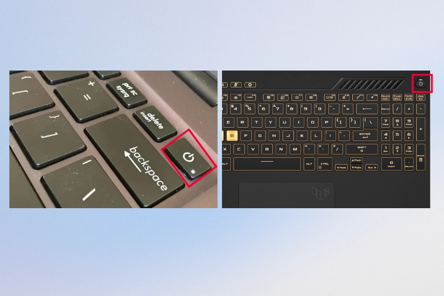 Nhận diện vị trí nút nguồn trên các dòng laptop ASUS 