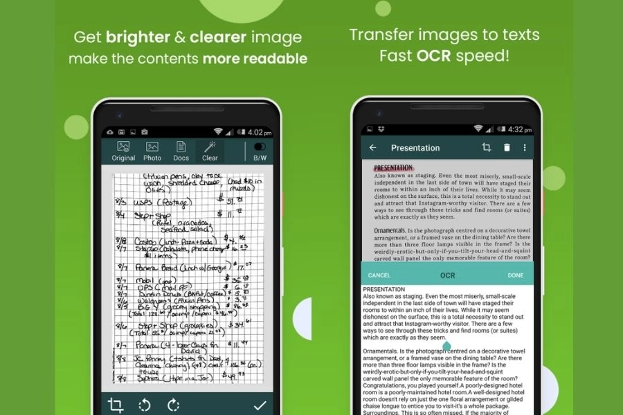 Phần mềm scan trên điện thoại Clear Scan Phần mềm scan trên điện thoại Clear Scan