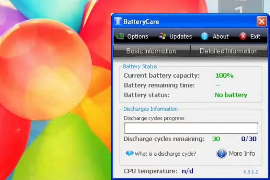 Phần mềm test pin laptop BatteryCare Phần mềm test pin laptop BatteryCare