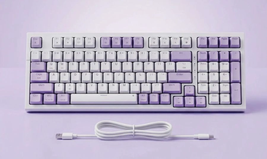 Bàn phím cơ Newmen GM328 Pro (Trắng-Tím)