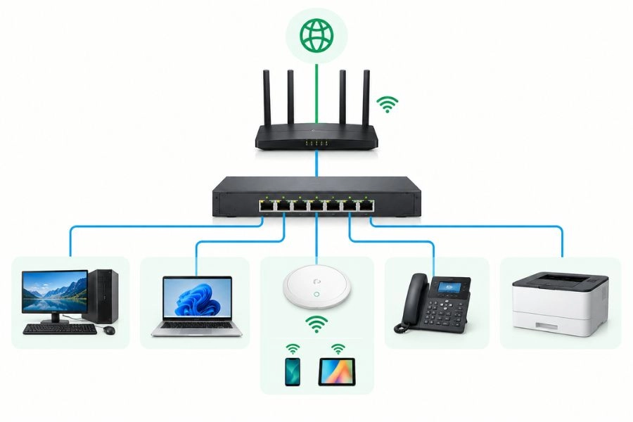 Nguyên lý hoạt động giữa Router và Switch Nguyên lý hoạt động giữa Router và Switch