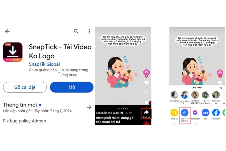 Tải ảnh TikTok qua app SnapTick