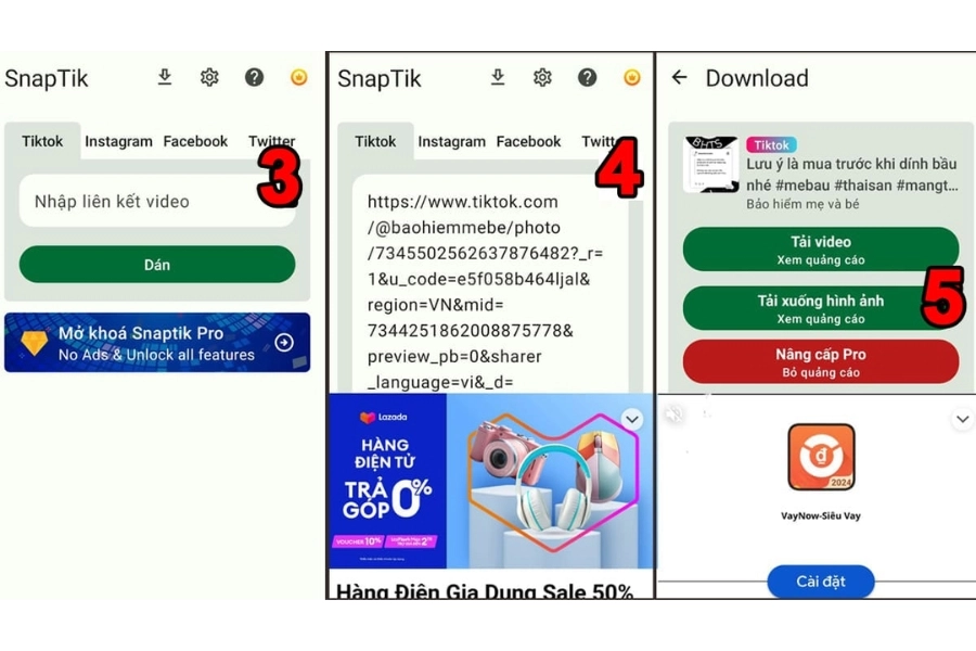 Tải ảnh TikTok qua app SnapTick nhanh chóng