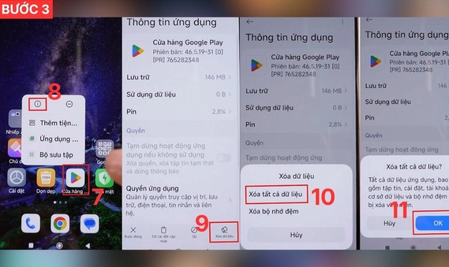 Xóa dữ liệu tạm của Google Play
