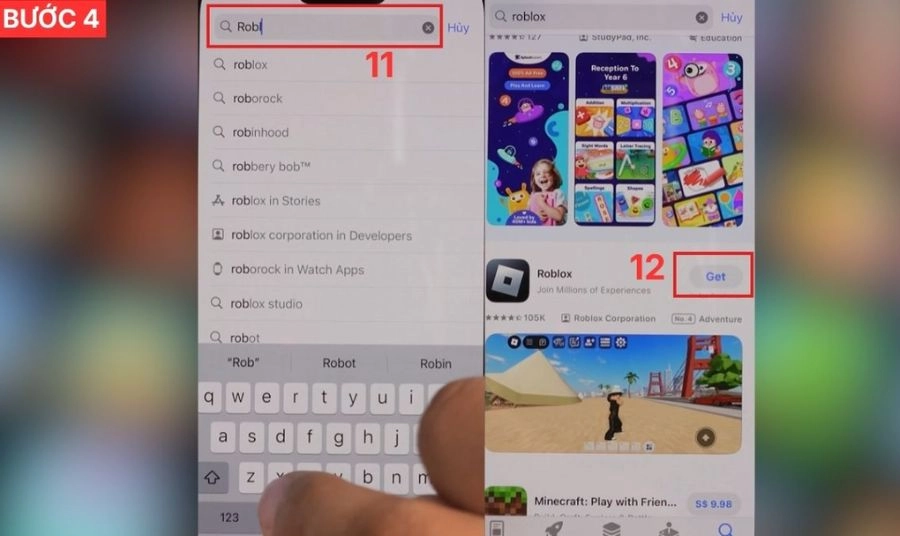 Tìm và cài đặt Roblox: sau khi chuyển vùng thành công
