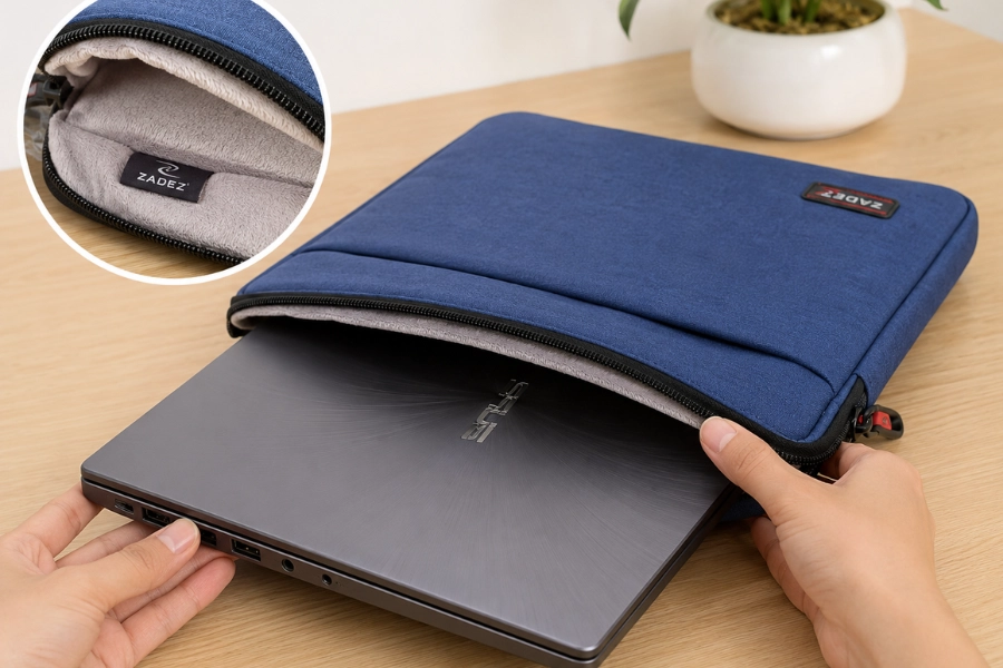 Sử dụng túi chống sốc để bảo vệ bản lề laptop khỏi va đập