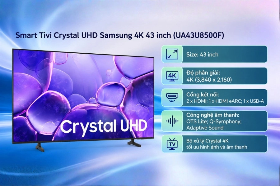 Smart Tivi Crystal UHD Samsung 4K 43 inch (UA43U8500F) Smart Tivi Crystal UHD Samsung 4K 43 inch (UA43U8500F)
