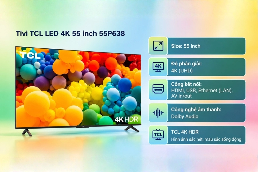 Tivi TCL LED 4K 55 inch 55P638 Tivi TCL LED 4K 55 inch 55P638