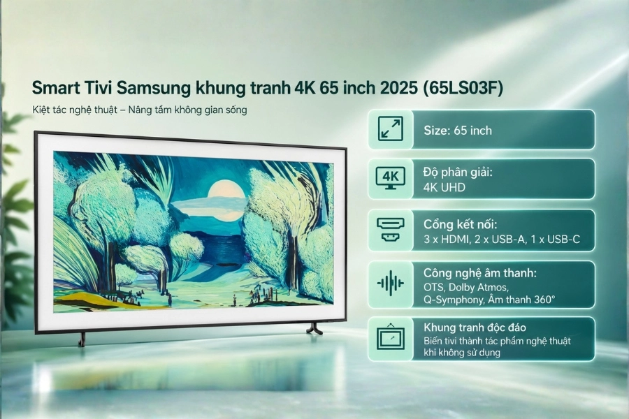 Smart Tivi Samsung khung tranh 4K 65 inch 2025 (65LS03F) Smart Tivi Samsung khung tranh 4K 65 inch 2025 (65LS03F)