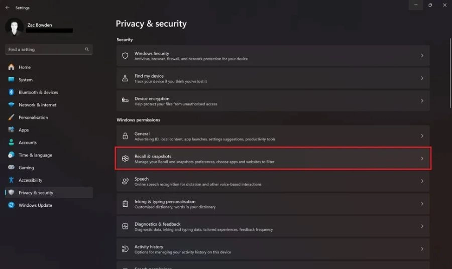 Hướng dẫn cách bật Windows Recall