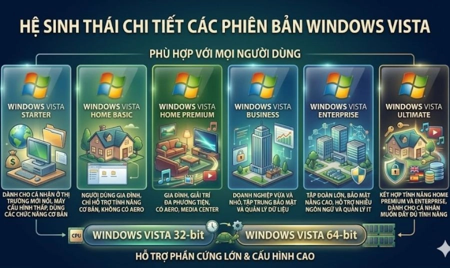 Tổng hợp các phiên bản Windows Vista chi tiết nhất