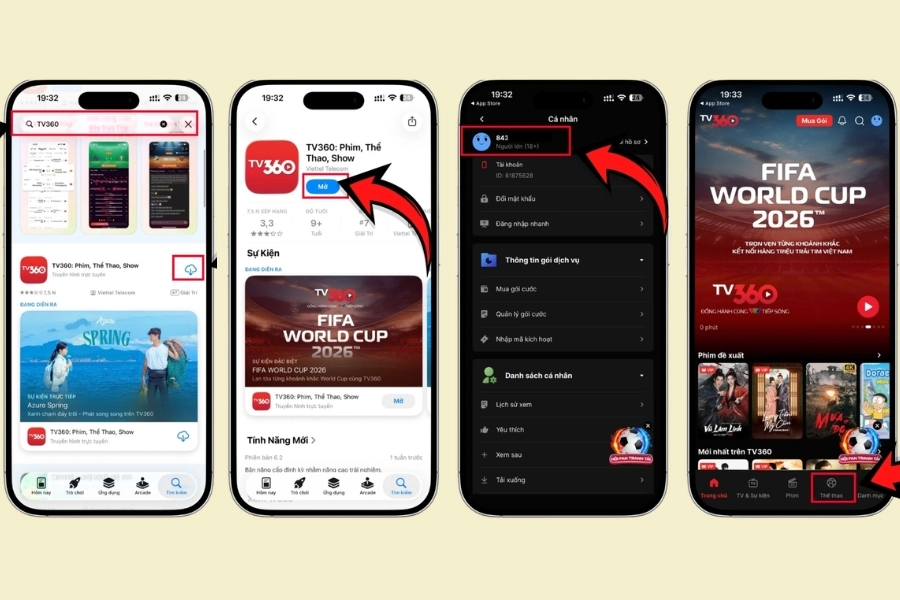 Hướng dẫn xem World Cup 2026 trên TV360 từng bước