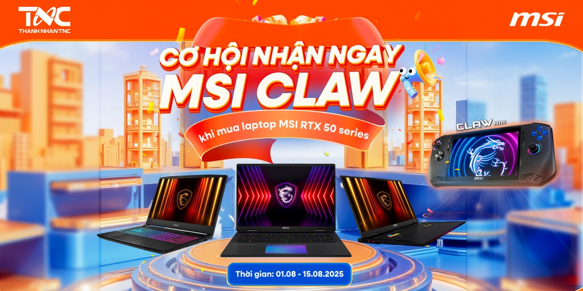Cơ hội nhận ngay MSI Claw khi mua laptop MSI RTX 50 series