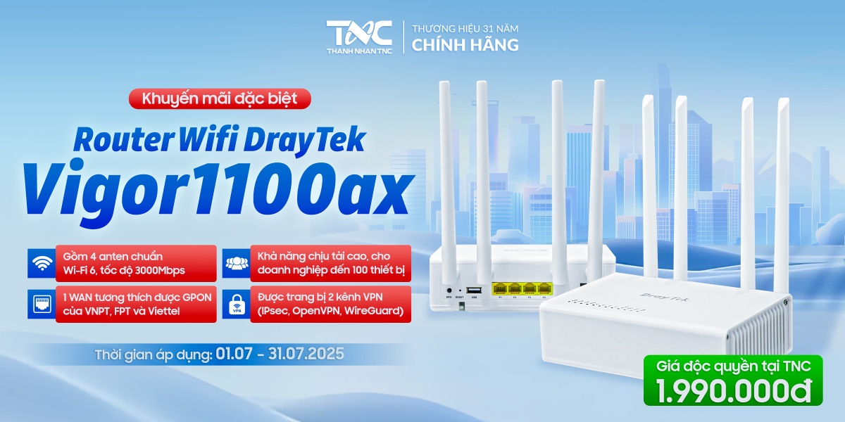 KHUYẾN MÃI ĐẶC BIỆT – ROUTER WIFI DRAYTEK VIGOR1100AX