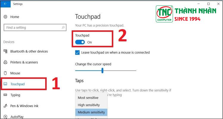 cách bật chuột cảm ứng trên laptop dell