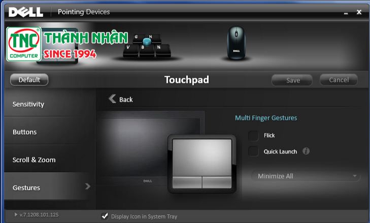 phím tắt touchpad dell