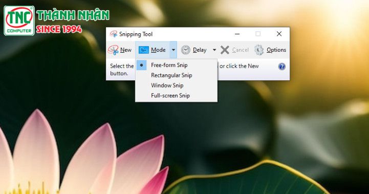 cách chụp màn hình một phần trên máy tính bằng Snipping Tool.