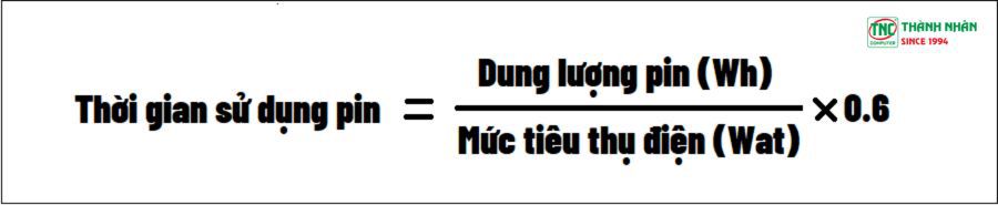 Công thức tính thời gian sử dụng pin