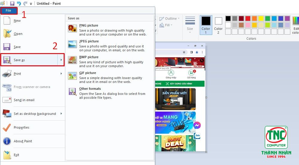  Chọn mục File > Chọn Save As để lưu lại hình ảnh