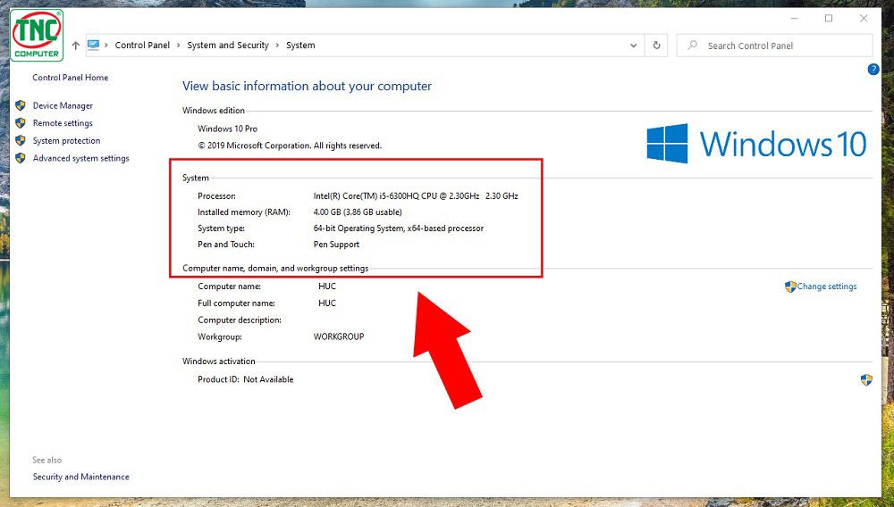Xem tên CPU, dung lượng RAM, hệ điều hành Window