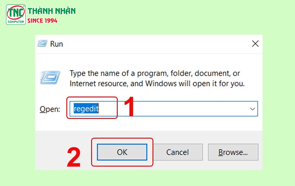 Tiến hành mở Regedit