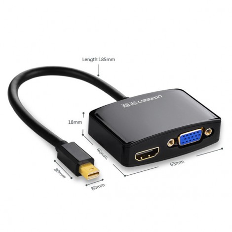 Bộ chuyển Mini DisplayPort sang HDMI & VGA MD108 Ugreen 10439