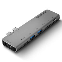 Hub 2 Type-C 3.1 ->2 USB 3.0+SD+TF+Type-C +Type-C PD 3.0 Philips ...